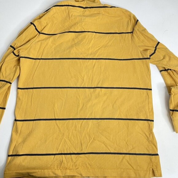 Chaps Size M Mens 1/4 Zip Pullover Long Sleeves Yellow Navy Striped Mock Neck - Picture 11 of 12